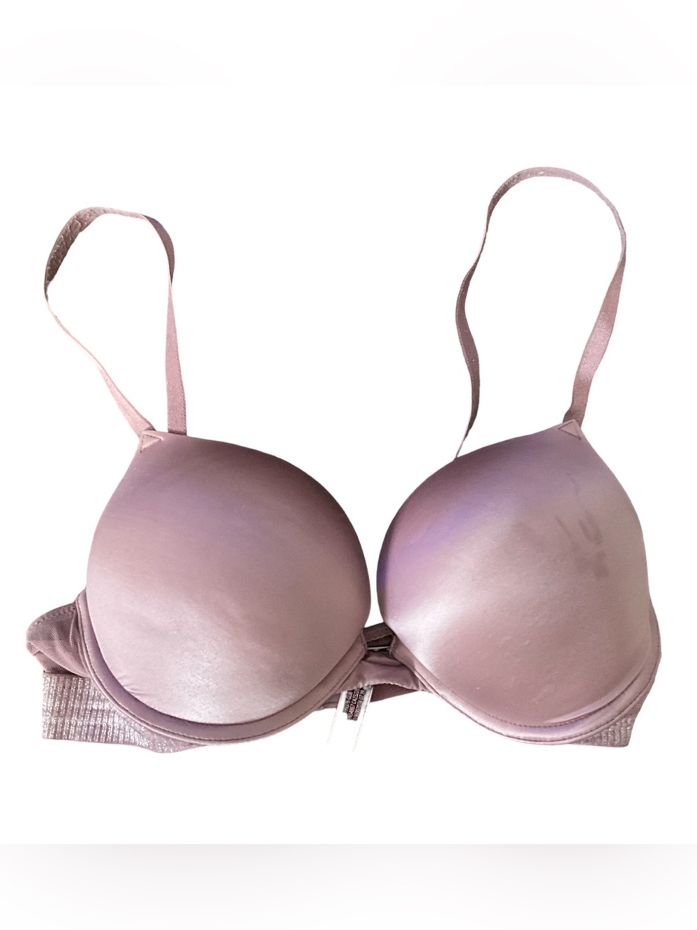 Victoria’s Secret Pink Mauve Push Up Bra 34B Metallic Shimmer Band
